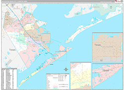 Galveston-Texas City Metro Area Wall Map Premium Style 2026